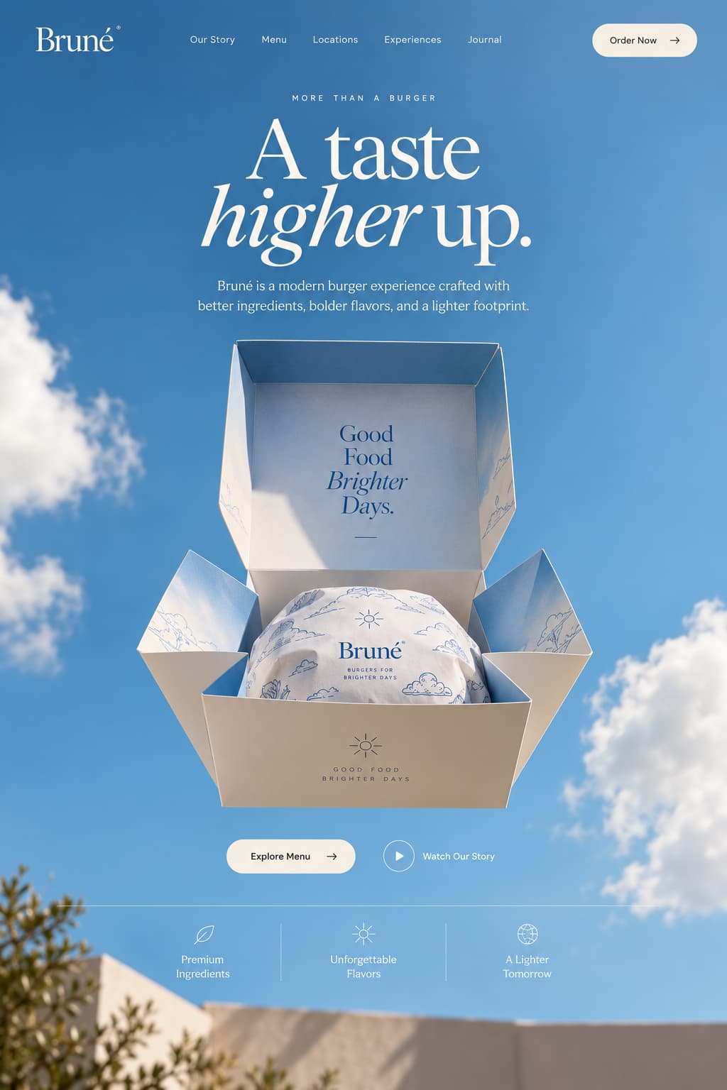 Bruné Burgers landing page