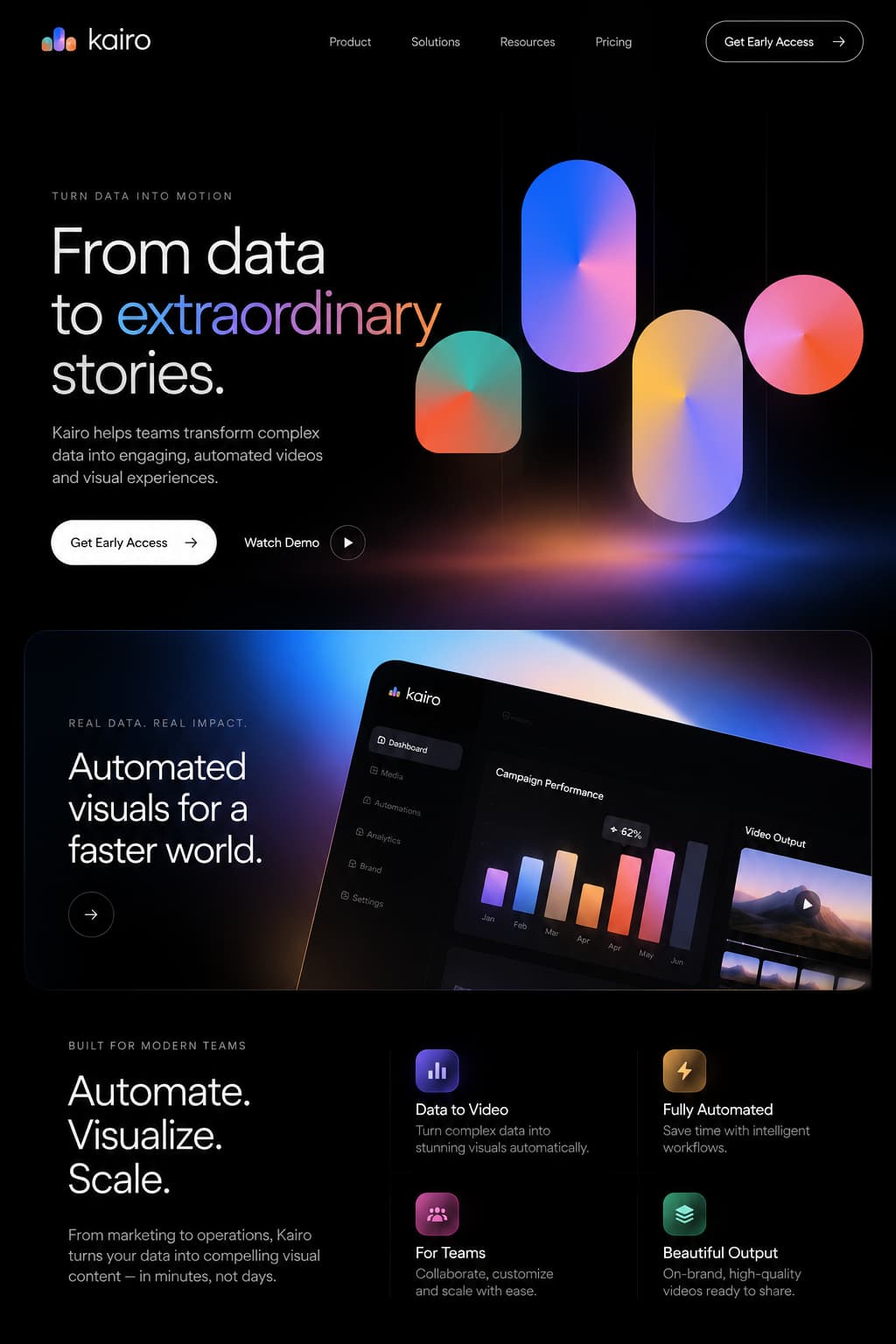 Kairo data storytelling landing page