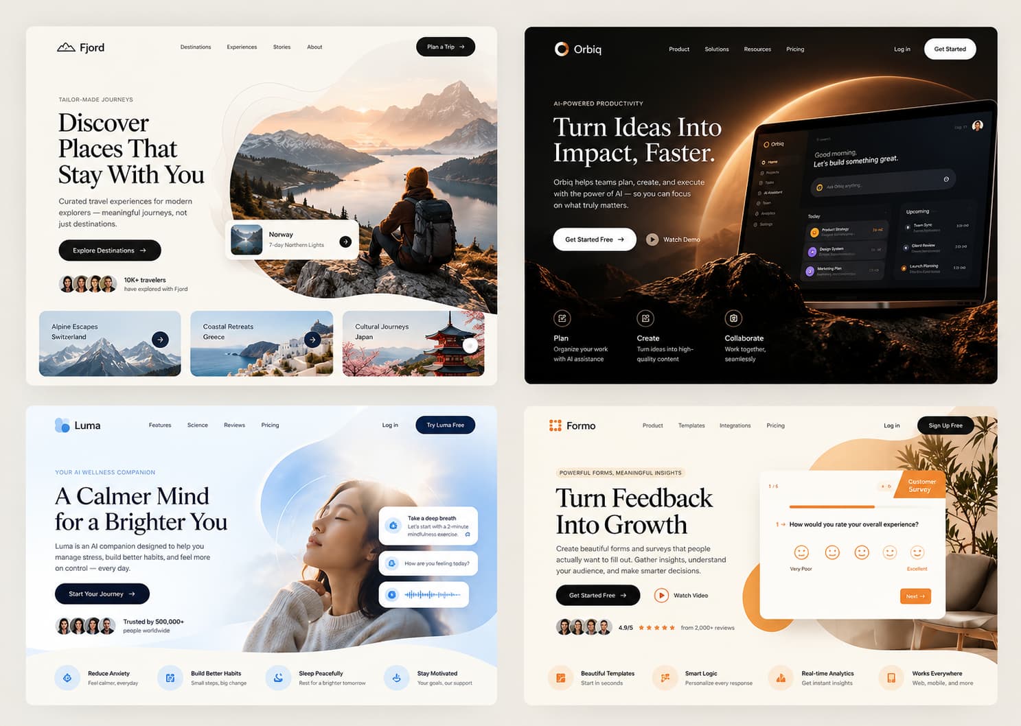 Collage of modern landing pages