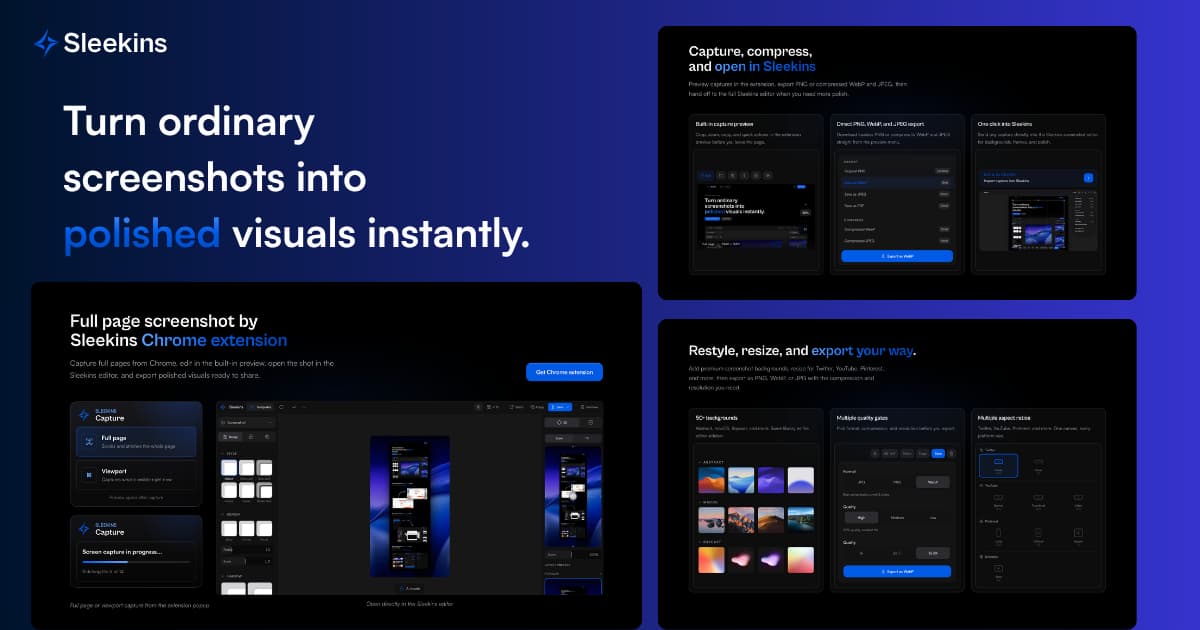 Sleekins screenshot tool landing page