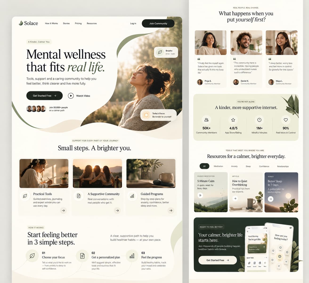 Solace mental wellness landing page