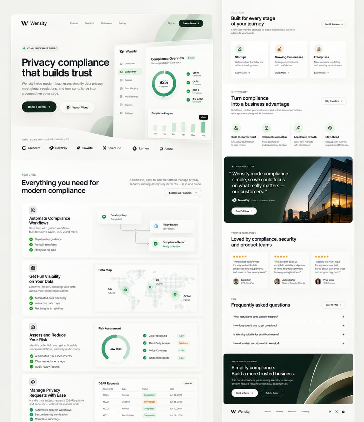 Privacy compliance SaaS landing page